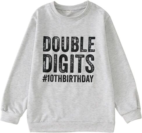 10th Birthday Outfits Boy Girl Double Digits Sweatshirt Ten Years Old Pullover Tops Long Sleeve Shirts Fall Clothes in Kuwait