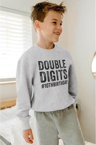 10th Birthday Outfits Boy Girl Double Digits Sweatshirt Ten Years Old Pullover Tops Long Sleeve Shirts Fall Clothes in Kuwait