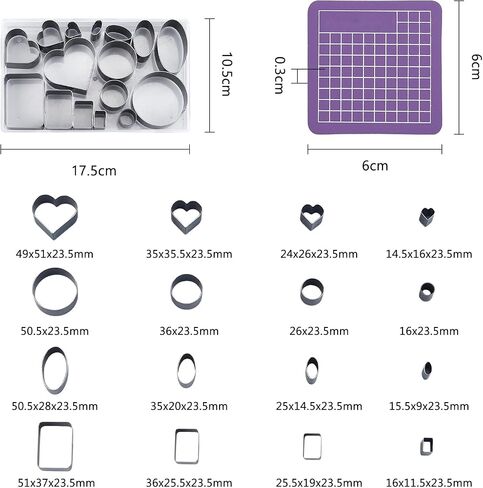 SUPERDANT DIY Leather Die Cutting 16PCS Hearts Rectangle Round Hollow Punch Cutter Tool Manual Punching Die Mold Hole Puncher Cutter for Jewelry Designs Handmade DIY Craft with PVC Cutting Mat Pad in Saudi Arabia