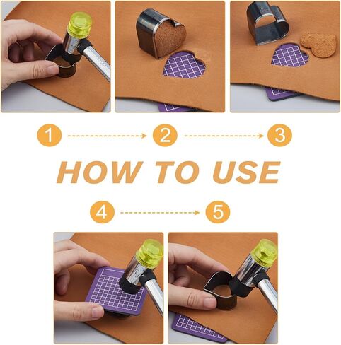 SUPERDANT DIY Leather Die Cutting 16PCS Hearts Rectangle Round Hollow Punch Cutter Tool Manual Punching Die Mold Hole Puncher Cutter for Jewelry Designs Handmade DIY Craft with PVC Cutting Mat Pad in Saudi Arabia
