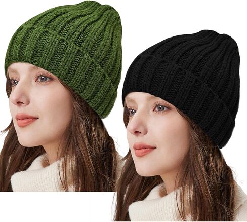 ZOORON 1&2 Winter Beanie for Women Soft Warm Slouchy Knit Hat Ski Stocking Cuffed Cap in Saudi Arabia