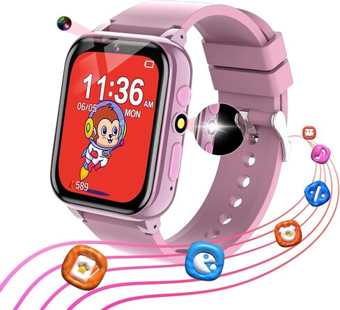 Kids Smart Watch with 26 Puzzle Games HD Touch Screen Smartwatch for Boys Girls Ages 5-12, Camera Video Music Alarm Audiobook Learn Card Flashlight Pedometer Christmas Birthday Educational Gift Toy in Saudi Arabia