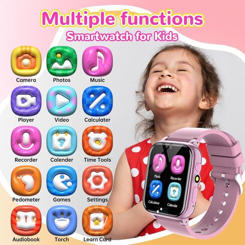 Kids Smart Watch with 26 Puzzle Games HD Touch Screen Smartwatch for Boys Girls Ages 5-12, Camera Video Music Alarm Audiobook Learn Card Flashlight Pedometer Christmas Birthday Educational Gift Toy in Saudi Arabia