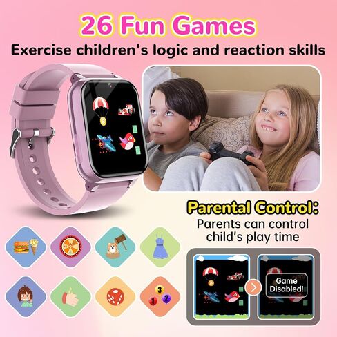 Kids Smart Watch with 26 Puzzle Games HD Touch Screen Smartwatch for Boys Girls Ages 5-12, Camera Video Music Alarm Audiobook Learn Card Flashlight Pedometer Christmas Birthday Educational Gift Toy in Saudi Arabia