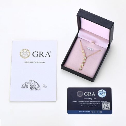 WOAINI Moissanite Y Lariat Necklace For Women, Sterling Silver Lab created Diamond Star Pendant, 14K White Gold / Gold Plated Women's Y-Necklaces, Jewelry Gifts for Women Wife Girlfriend Mom, GRA Certified in Saudi Arabia
