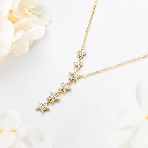 WOAINI Moissanite Y Lariat Necklace For Women, Sterling Silver Lab created Diamond Star Pendant, 14K White Gold / Gold Plated Women's Y-Necklaces, Jewelry Gifts for Women Wife Girlfriend Mom, GRA Certified in Saudi Arabia
