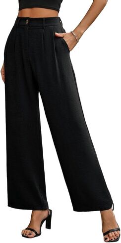 CORSKI Women's Wide Leg Pants High Waisted Slacks Straight Long Work Business Dressy Trousers Casual Pants with Pockets in Saudi Arabia