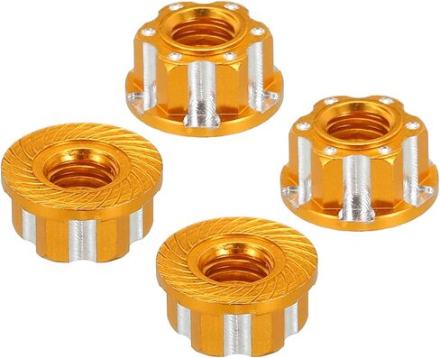 MECCANIXITY Hexagonal Nuts Aluminum M4 RC Wheel Hex Nuts Dustproof Anti-Skid Mount Cap for 1/10 RC Model Car Trucks Off Road Car Upgraded Parts Pack of 4(Golden) in Saudi Arabia