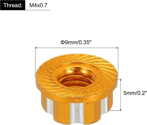 MECCANIXITY Hexagonal Nuts Aluminum M4 RC Wheel Hex Nuts Dustproof Anti-Skid Mount Cap for 1/10 RC Model Car Trucks Off Road Car Upgraded Parts Pack of 4(Golden) in Saudi Arabia