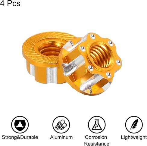 MECCANIXITY Hexagonal Nuts Aluminum M4 RC Wheel Hex Nuts Dustproof Anti-Skid Mount Cap for 1/10 RC Model Car Trucks Off Road Car Upgraded Parts Pack of 4(Golden) in Saudi Arabia