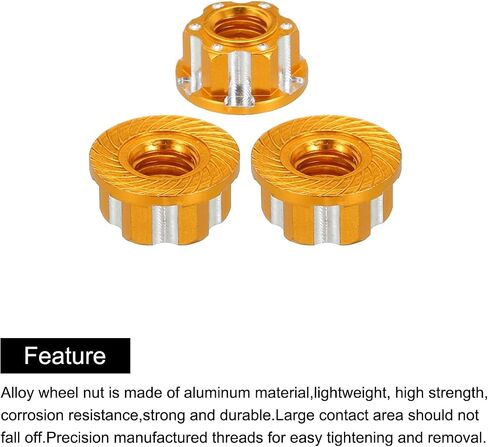 MECCANIXITY Hexagonal Nuts Aluminum M4 RC Wheel Hex Nuts Dustproof Anti-Skid Mount Cap for 1/10 RC Model Car Trucks Off Road Car Upgraded Parts Pack of 4(Golden) in Saudi Arabia