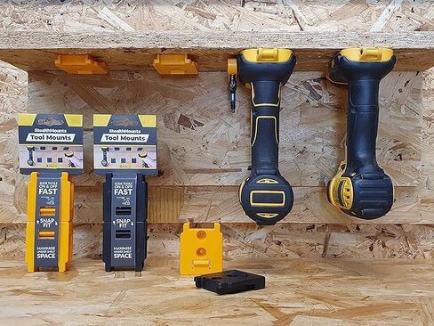 حامل أدوات StealthMounts Locking DeWalt، 4 عبوات من شماعات أدوات DeWalt | حامل أدوات ديوالت مثبت على الحائط | تخزين أدوات ديوالت | حامل مثقاب ديوالت | مقطع مثقاب ديوالت | المحرز في المملكة المتحدة in Saudi Arabia