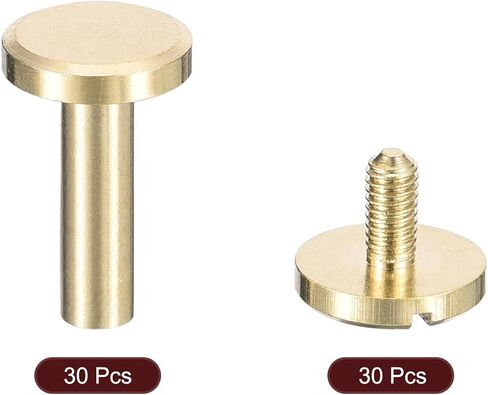 30 قطعة من براغي شيكاغو النحاسية من uxcell، 15 × 10 مم برغي برأس مسطح للخلف، مثبت مسامير مسمار لحزام الحزام المصنوع من الجلد بنفسك in Saudi Arabia