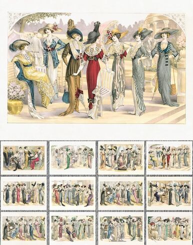 PIXILUV 12 Blank Notecards for All Occasions ~ Vintage Elegant Ladies with Stunning Hats Enjoying Life ~ Elegances Feminines Vintage Art Deco Fashion Magazine Illustration Reprint in Saudi Arabia