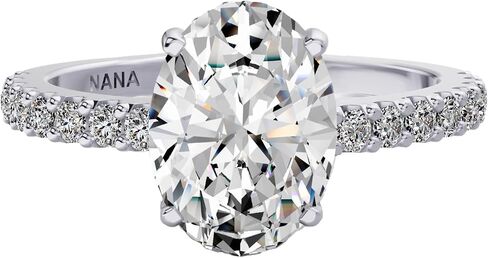 NANA Jewels 1.5-3CT Platinum Plated Sterling Silver Rings CZ Cubic Zirconia Oval Cushion Princess Asscher Cut Engagement Rings | 10K 14K Solid Gold in Kuwait
