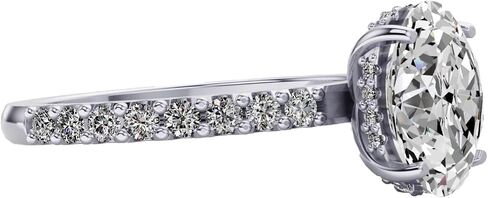NANA Jewels 1.5-3CT Platinum Plated Sterling Silver Rings CZ Cubic Zirconia Oval Cushion Princess Asscher Cut Engagement Rings | 10K 14K Solid Gold in Kuwait