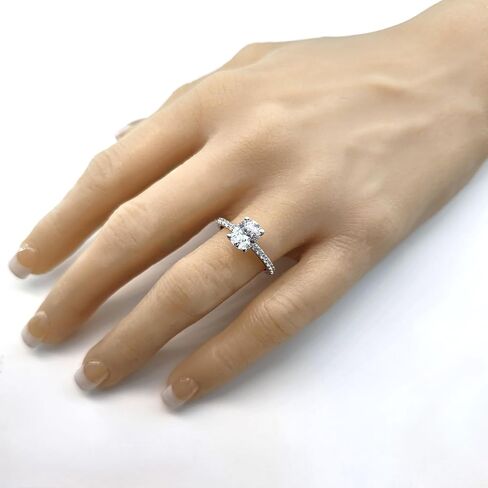 NANA Jewels 1.5-3CT Platinum Plated Sterling Silver Rings CZ Cubic Zirconia Oval Cushion Princess Asscher Cut Engagement Rings | 10K 14K Solid Gold in Kuwait