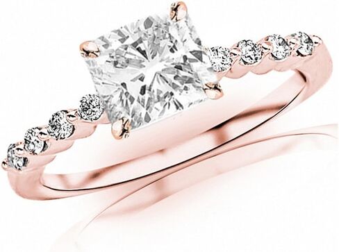 14K White Gold 2.15 Carat LAB GROWN DIAMOND Floating Prong Set Round Cushion Cut Diamond Engagement Ring (E-F Color VS2-SI1 Clarity 2 Ct Center) in Saudi Arabia