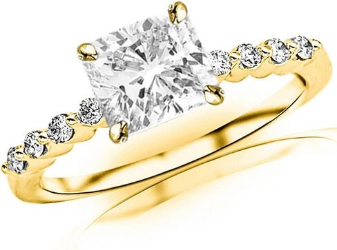 14K White Gold 2.15 Carat LAB GROWN DIAMOND Floating Prong Set Round Cushion Cut Diamond Engagement Ring (E-F Color VS2-SI1 Clarity 2 Ct Center) in Saudi Arabia