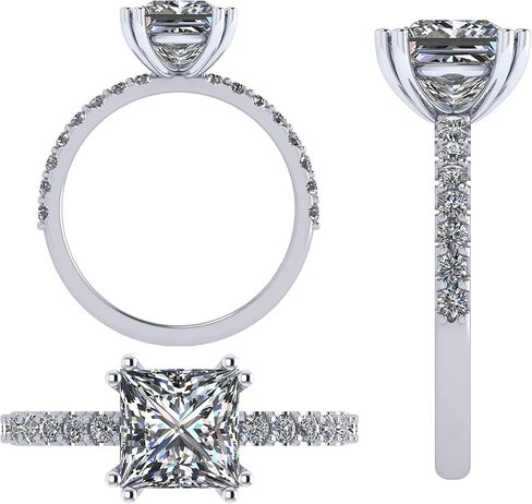 NANA Jewels 1.5-3CT Platinum Plated Sterling Silver Rings CZ Cubic Zirconia Oval Cushion Princess Asscher Cut Engagement Rings | 10K 14K Solid Gold in Kuwait