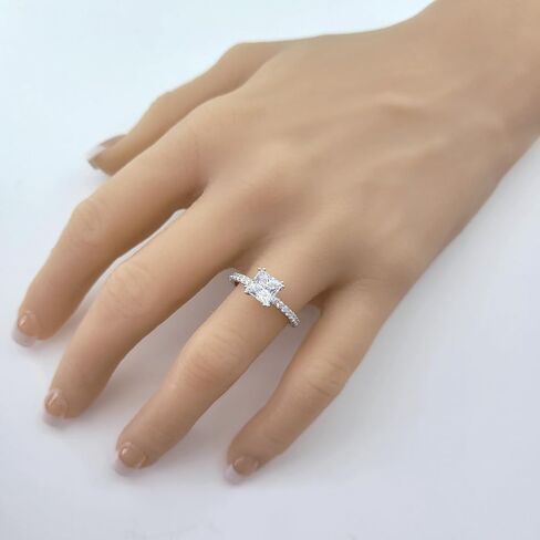 NANA Jewels 1.5-3CT Platinum Plated Sterling Silver Rings CZ Cubic Zirconia Oval Cushion Princess Asscher Cut Engagement Rings | 10K 14K Solid Gold in Kuwait