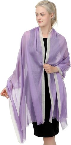 TZ Promise Women Shimmer Chiffon Pashmina Wedding Metallic Sparkle Party Formal Shawls and Wraps for Evening Dresses in Saudi Arabia