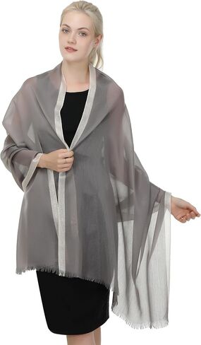 TZ Promise Women Shimmer Chiffon Pashmina Wedding Metallic Sparkle Party Formal Shawls and Wraps for Evening Dresses in Saudi Arabia