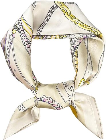 27.5 Inches Satin Head Scarf for Women Silk-Like Floral Hair Scarf, Neck Scarf for Women, Multi-Use Square Scarf in Saudi Arabia