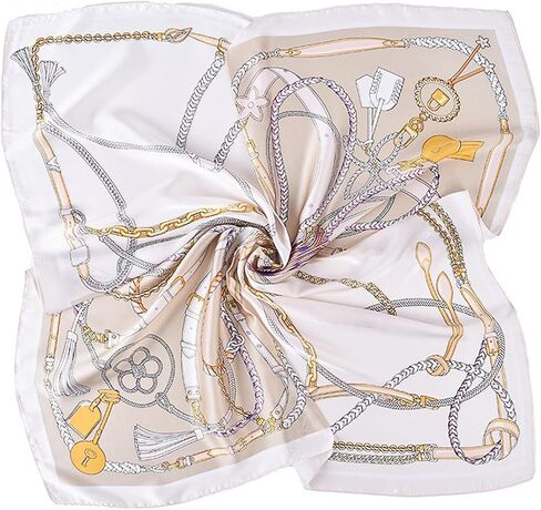27.5 Inches Satin Head Scarf for Women Silk-Like Floral Hair Scarf, Neck Scarf for Women, Multi-Use Square Scarf in Saudi Arabia