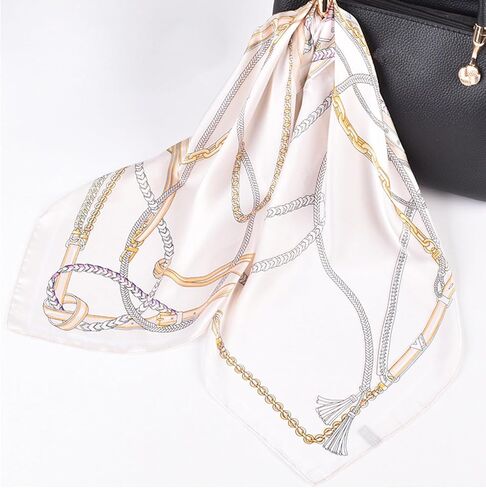 27.5 Inches Satin Head Scarf for Women Silk-Like Floral Hair Scarf, Neck Scarf for Women, Multi-Use Square Scarf in Saudi Arabia