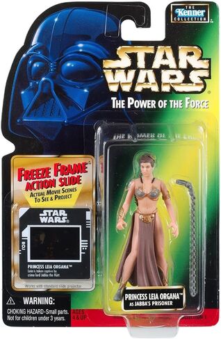 Star Wars, The Power of The Force Green Card, Princess Leia Organa (Jabba's Prisoner) Action Figure with Freeze Frame Slide, 3.75 Inches in Saudi Arabia