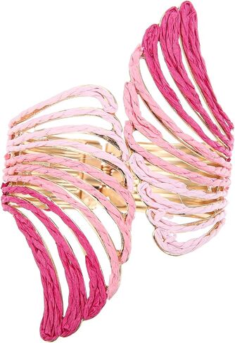 Raffia Wing Cuff Bracelet for Women, Colorful Angel Wing Bangle Wide Chunky Wrist Cuff Bracelet in Saudi Arabia