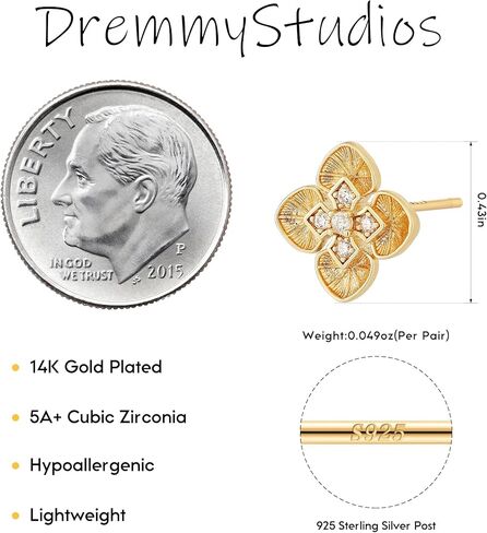 أقراط Dremmy Studios الذهبية للنساء والفتيات 14 قيراط مطلية بالذهب على شكل ثعبان متقاطع S925 فضية بعد زهرة القلب والفراشة الغضروف أقراط زركونيا نجمة القمر لثقب متعدد in Saudi Arabia