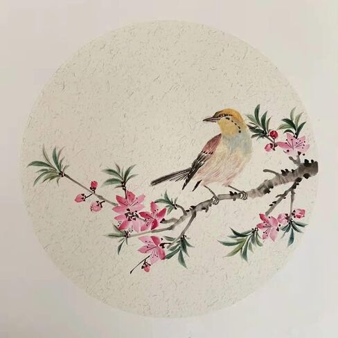 KZ185 Hmay Pre-Mounted Soft Shikishi with Jingxian Raw Xuan Paper/Chinese Shikishi for Sumie Painting and Brush Calligraphy 10 Sheets (Square 33 cm, 12.99") (8) in Saudi Arabia