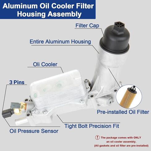 MITZONE 926-876 926-959 Aluminum Oil Cooler Filter Housing Assembly Compatible with 2011-2022 Chrysler Dodge Grand Cherokee Ram 1500 2014-2022 Ram ProMaster 1500 2500 3500 3500 3.6L V6 in Saudi Arabia