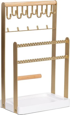 Snazzify Jewelry Organizer Stand Necklace Organizer Earring Holder, 5 Tier Jewelry Stand Necklace Holder with 15 Hooks, Jewelry Tower Display Rack Storage Tree in Saudi Arabia