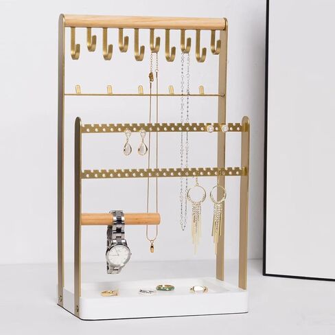 Snazzify Jewelry Organizer Stand Necklace Organizer Earring Holder, 5 Tier Jewelry Stand Necklace Holder with 15 Hooks, Jewelry Tower Display Rack Storage Tree in Saudi Arabia
