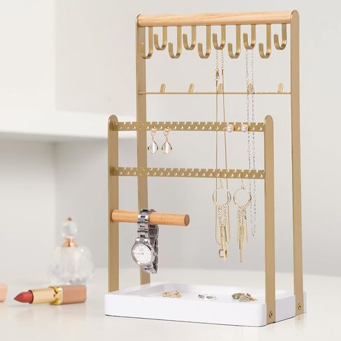 Snazzify Jewelry Organizer Stand Necklace Organizer Earring Holder, 5 Tier Jewelry Stand Necklace Holder with 15 Hooks, Jewelry Tower Display Rack Storage Tree in Saudi Arabia