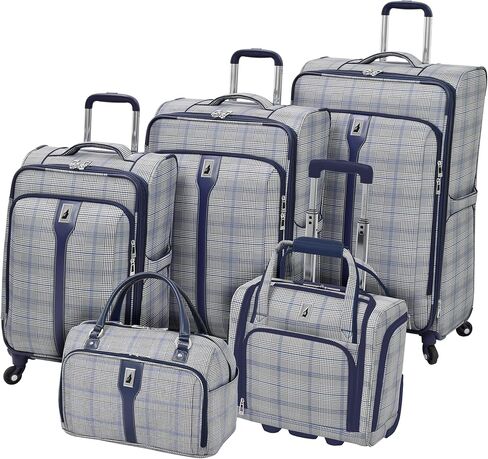 حقيبة لندن فوغ نايتسبريدج هايبرلايتس ذات الجوانب الناعمة القابلة للتوسيع، رمادي/كحلي منقوش، مقاس متوسط ​​25 بوصة in Kuwait