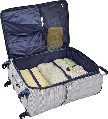 حقيبة لندن فوغ نايتسبريدج هايبرلايتس ذات الجوانب الناعمة القابلة للتوسيع، رمادي/كحلي منقوش، مقاس متوسط ​​25 بوصة in Kuwait