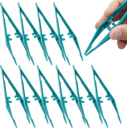 Litoexpe 50 Pcs 5.2 Inch Plastic Tweezers White, Beads Tweezers Craft Disposable Forceps for Handmade DIY Crafts Jewelry Making Kids Adult Family Home Classroom School Use Creative Game Tools in Saudi Arabia