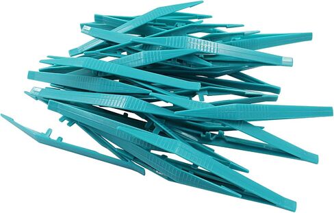 Litoexpe 50 Pcs 5.2 Inch Plastic Tweezers White, Beads Tweezers Craft Disposable Forceps for Handmade DIY Crafts Jewelry Making Kids Adult Family Home Classroom School Use Creative Game Tools in Saudi Arabia