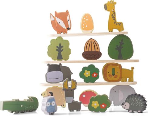 bopoobo Wooden Stacking Toys for Toddlers Animals Stacking Blocks Balance Game Preschool Montessori Educational Toys for Kids Boys Girls Gifts in Saudi Arabia