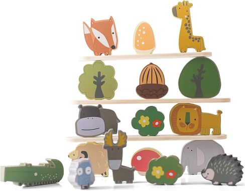 bopoobo ألعاب التراص الخشبية للأطفال الصغار الحيوانات التراص كتل التوازن لعبة ما قبل المدرسة مونتيسوري ألعاب تعليمية للأطفال بنين بنات هدايا in Kuwait