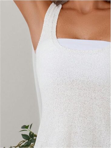 Women's Sleeveless Tie Backless Beach Dress Scoop Neck Knitt Swimsuit Coverup Drawstring Side Cover Up in Saudi Arabia