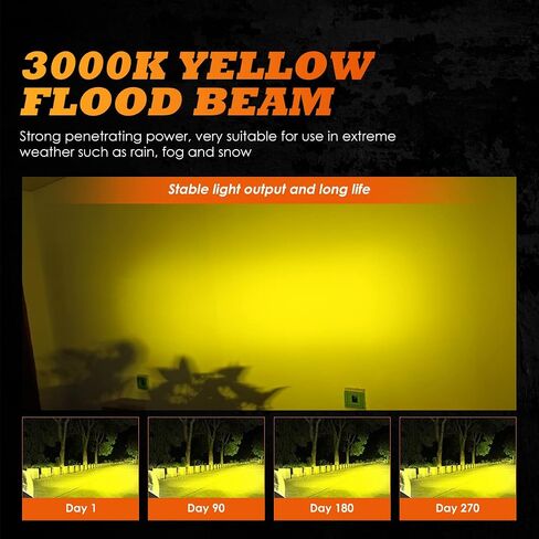 Amber LED Pods, 3 Inch LED Fog Lights 50W Small Flood LED Pods Lights IP68 LED Driving Fog Light Yellow Offroad Lights Ditch Lights Bumper Lights Compatible with Truck Motorcycle ATV UTV SUV Boat in Saudi Arabia