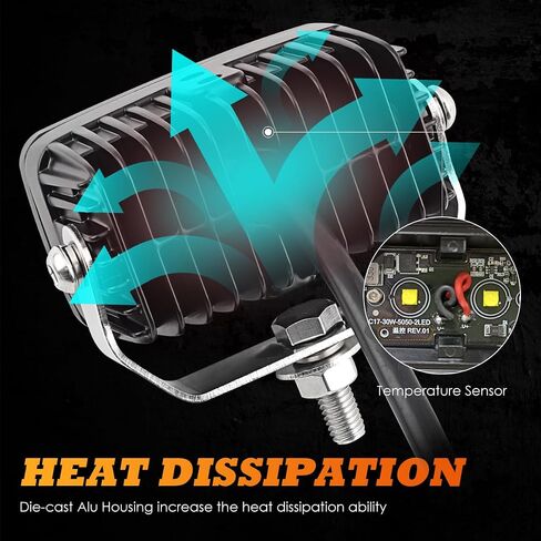 Amber LED Pods, 3 Inch LED Fog Lights 50W Small Flood LED Pods Lights IP68 LED Driving Fog Light Yellow Offroad Lights Ditch Lights Bumper Lights Compatible with Truck Motorcycle ATV UTV SUV Boat in Saudi Arabia
