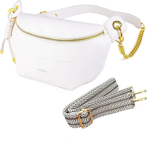 Fanny Packs for Women Vegan Leather Crossbody Bags for Girl Tassel Chest Purses Small Sling Bag with Adjustable Guitar Strap&Chain Belt (Black) in Saudi Arabia