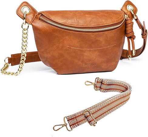 حقائب فاني للنساء من الجلد النباتي وحقائب كروس للفتيات بشراشيب وحقائب صدر صغيرة مع حزام جيتار قابل للتعديل وحزام سلسلة (أسود) in Kuwait