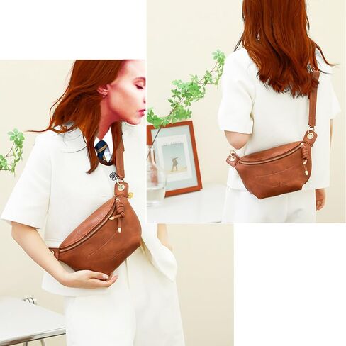 حقائب فاني للنساء من الجلد النباتي وحقائب كروس للفتيات بشراشيب وحقائب صدر صغيرة مع حزام جيتار قابل للتعديل وحزام سلسلة (أسود) in Kuwait